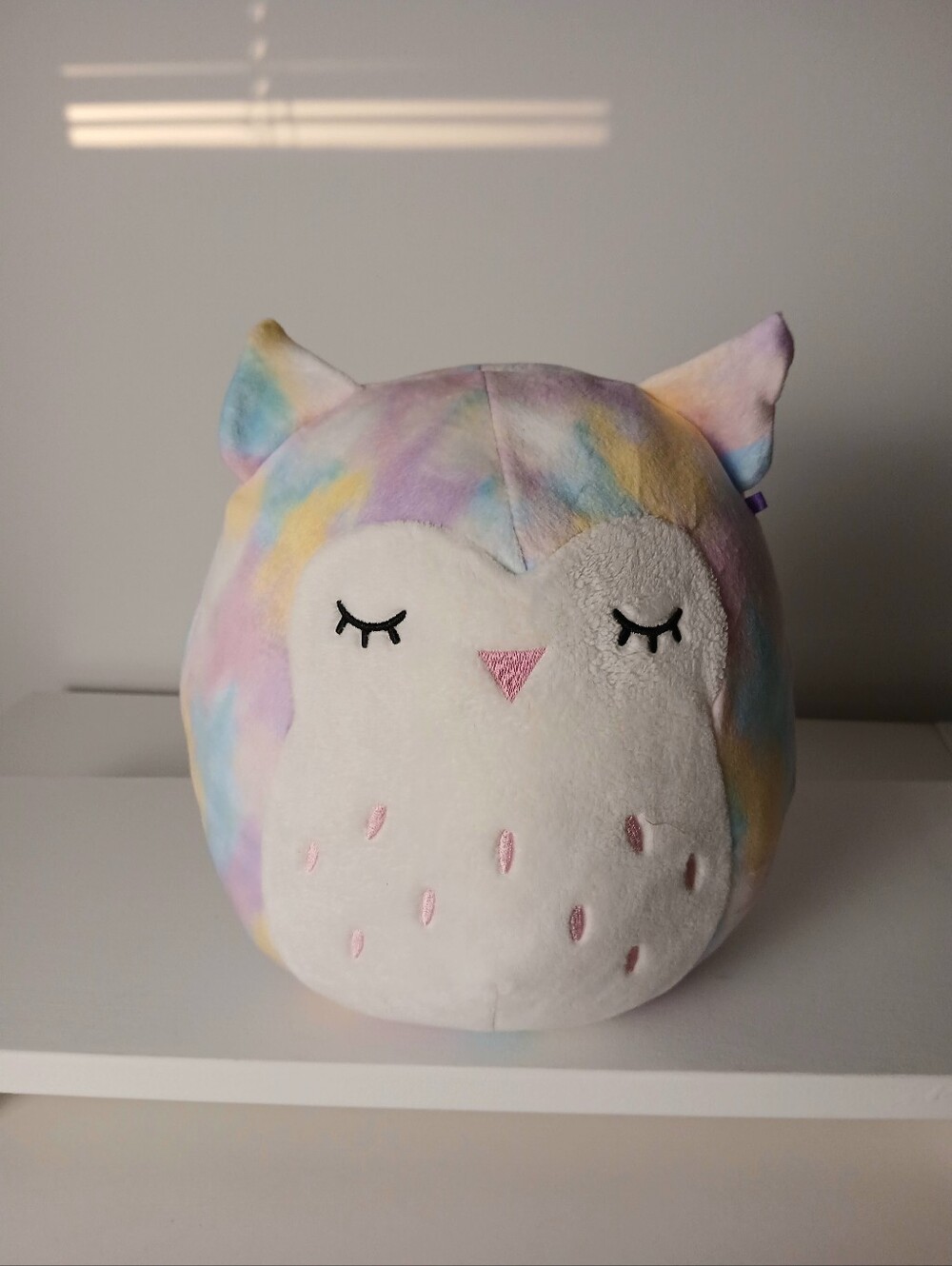 Squishmallows Lesedi Sleeping Owl Tie Die Pink Plushie Toy